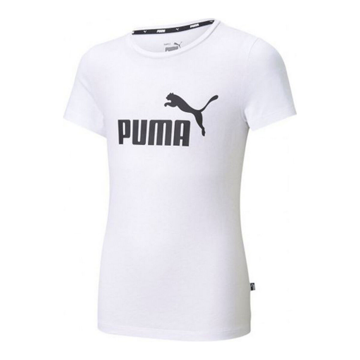 Child's Short Sleeve T-Shirt Puma ESS Logo Tee White 5-6 Years