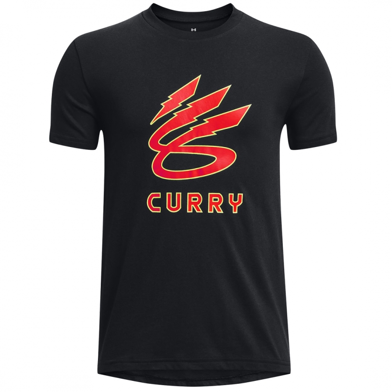 Men’s Short Sleeve T-Shirt Under Armour Curry Lightning Logo Black 14-16 Years