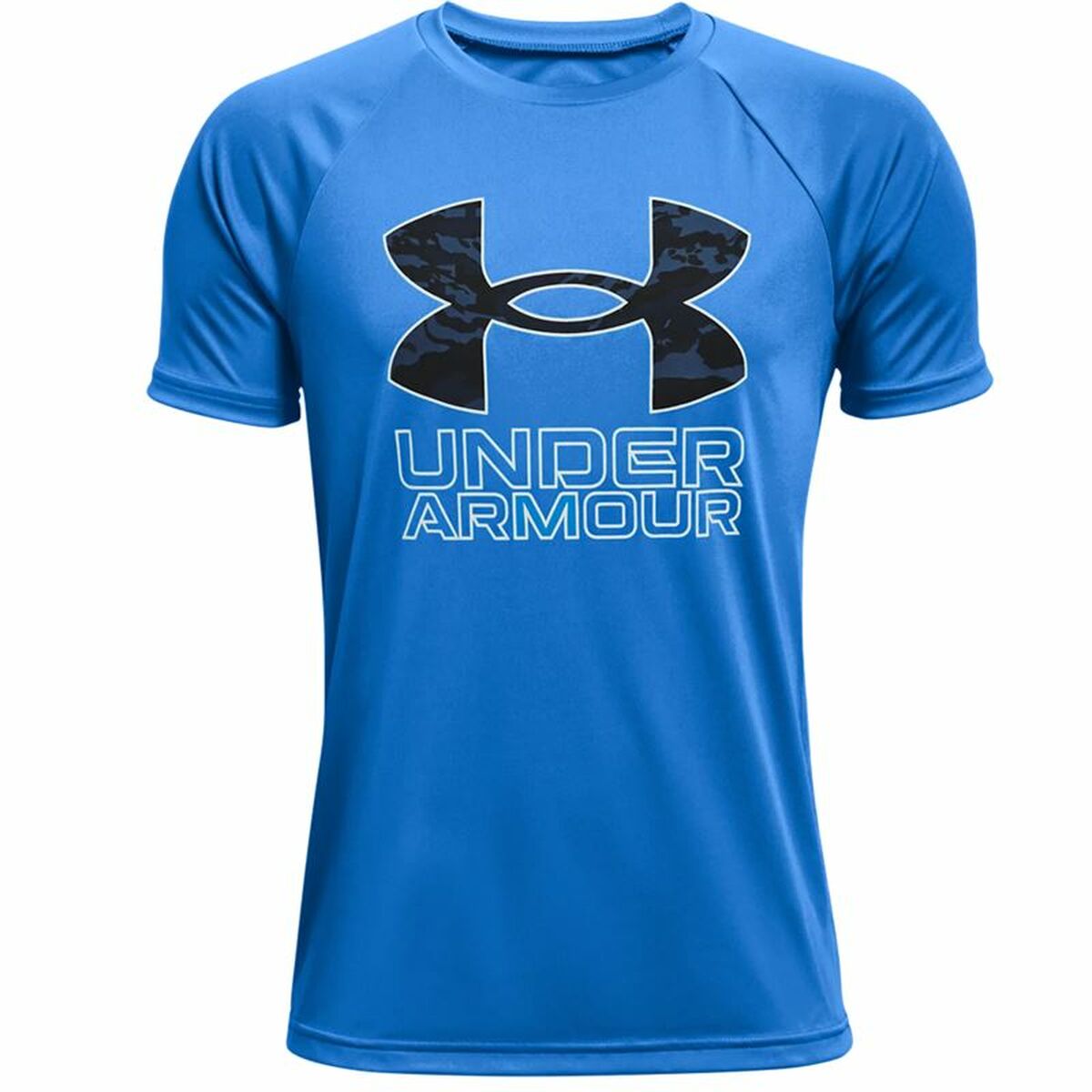 Children’s Short Sleeve T-Shirt Under Armour Tech Hybrid Blue XL
