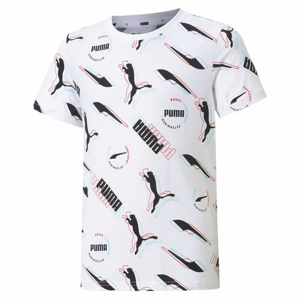 Child's Short Sleeve T-Shirt Puma AOP White 13-14 Years