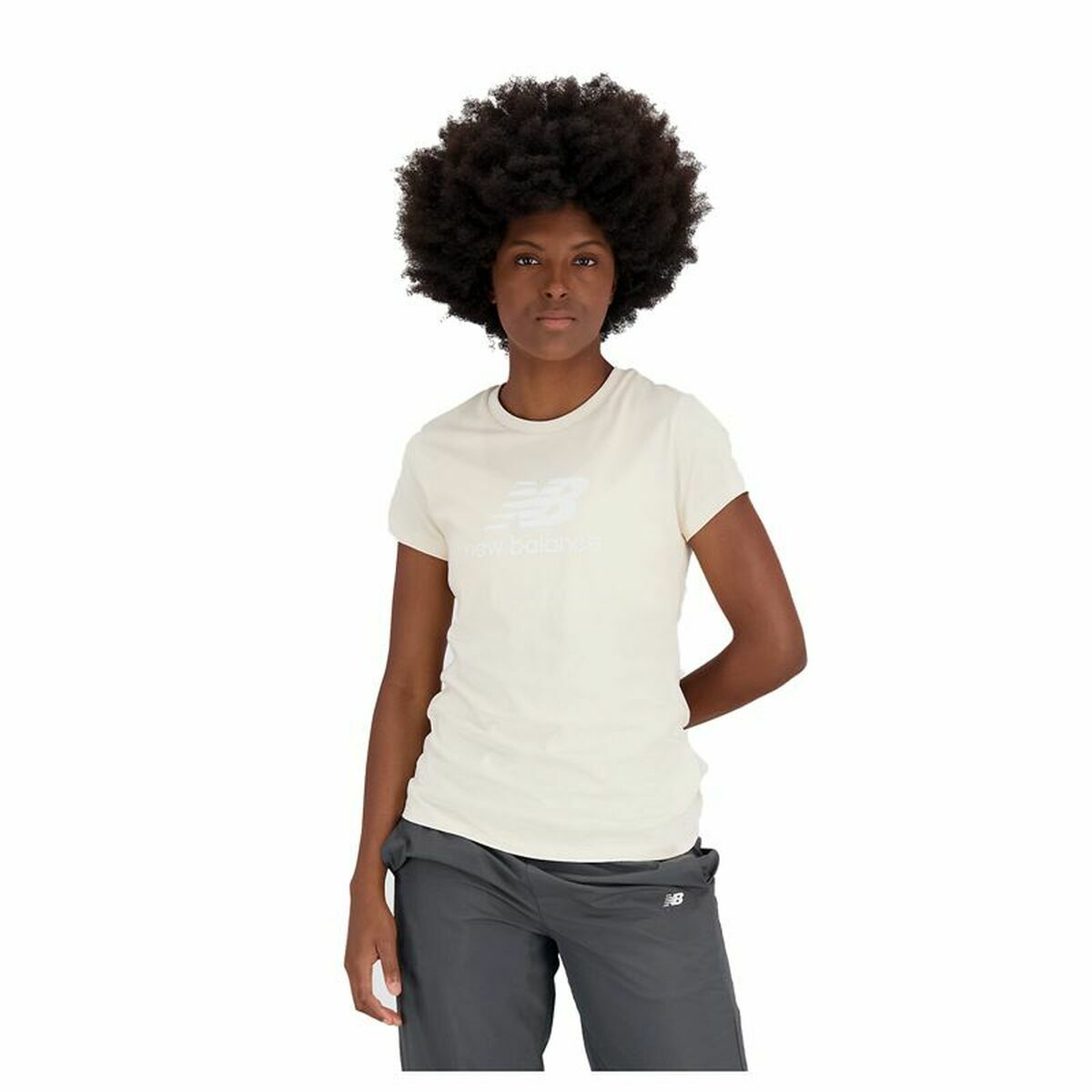 Women’s Short Sleeve T-Shirt New Balance Essentials Beige M