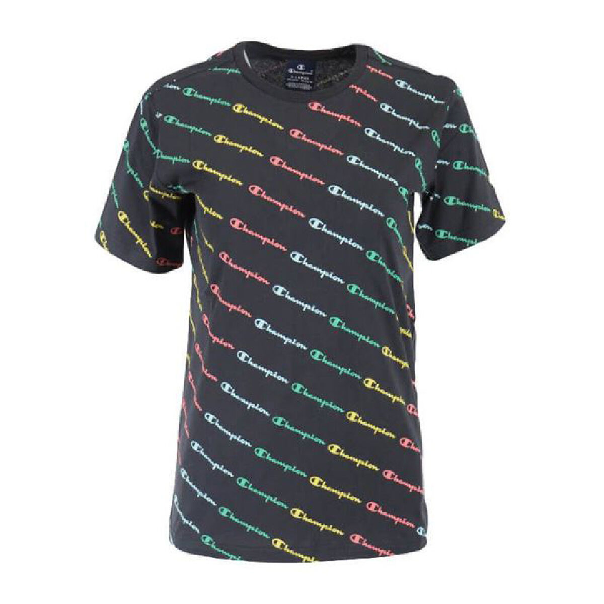 Child's Short Sleeve T-Shirt Champion Multilogo Black 11-12 Years