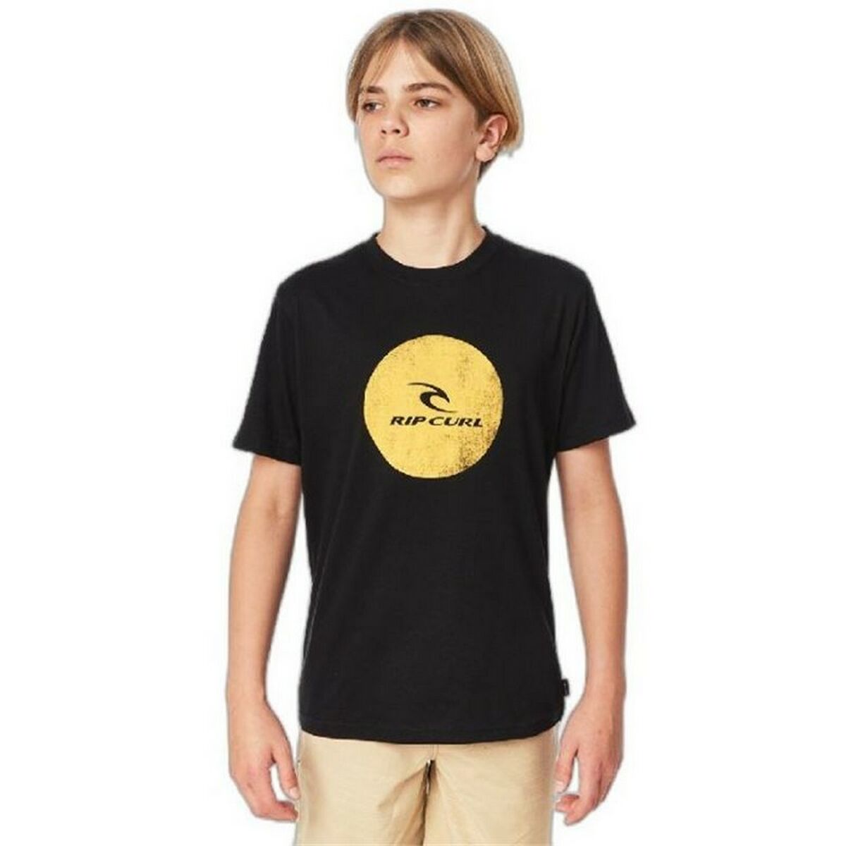 Child's Short Sleeve T-Shirt Rip Curl Corp Icon B Black 8 Years