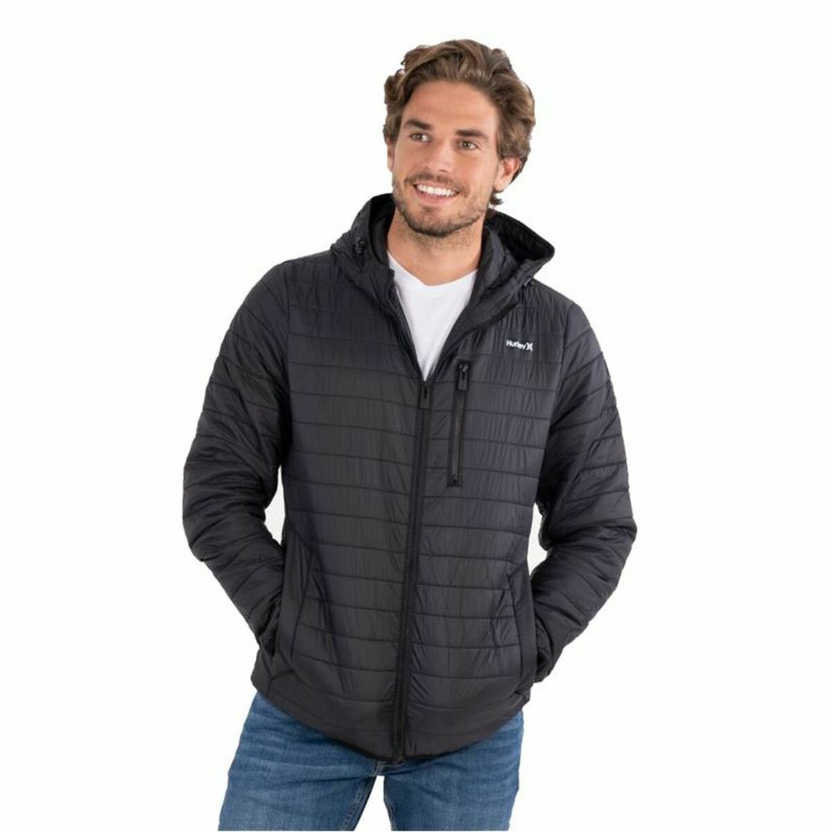 Men's Sports Jacket Hurley  Balsam Quilted Packable Black XL