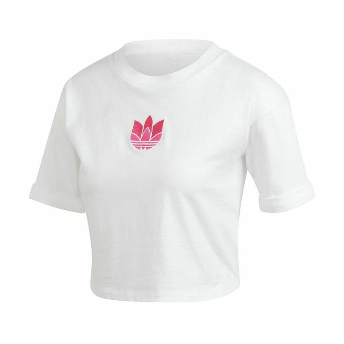 Women’s Short Sleeve T-Shirt Adidas Adicolor 3D Trefoil White 34