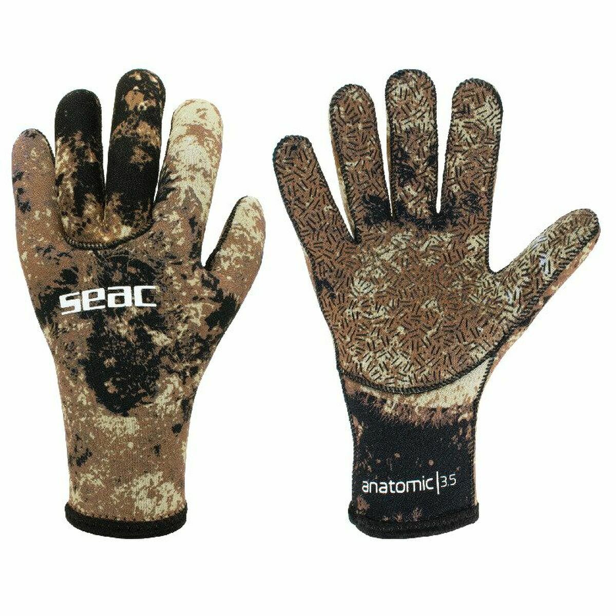 Fishing gloves Seac Seac Camo 3,5 MM Brown L