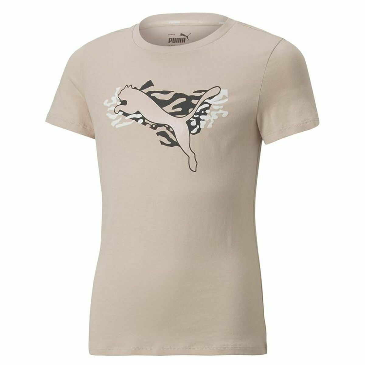 Child's Short Sleeve T-Shirt Puma Beige 9-10 Years