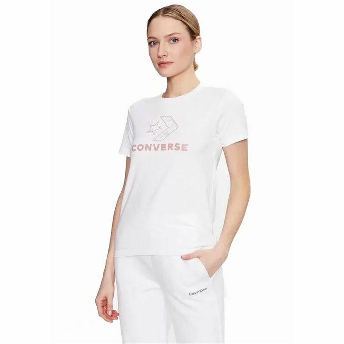 Women’s Short Sleeve T-Shirt Converse Seasonal Star Chevron White S