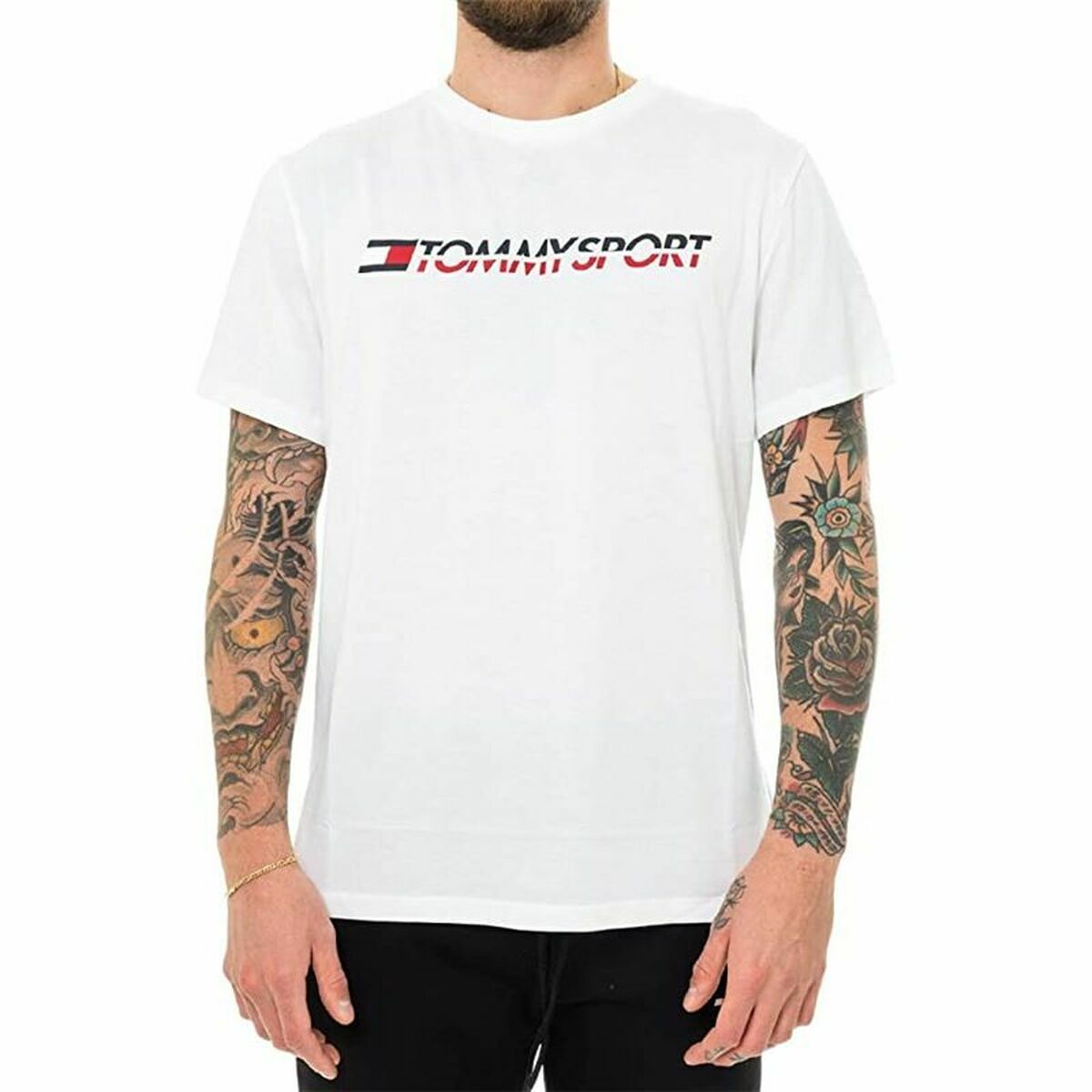 Men’s Short Sleeve T-Shirt Tommy Hilfiger Logo Chest White L