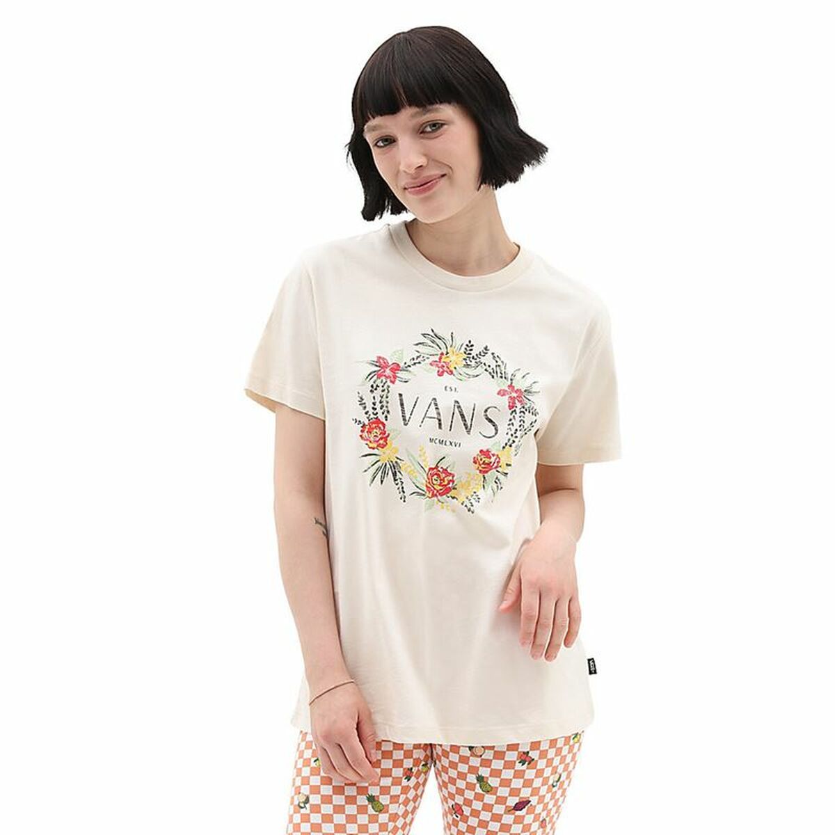 Women’s Short Sleeve T-Shirt Vans Wreath Of Flowers Bff Tee-B  M