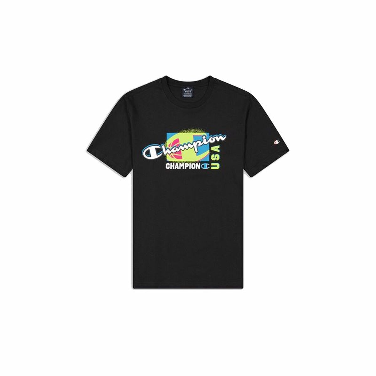 Men’s Short Sleeve T-Shirt Champion Crewneck Black L