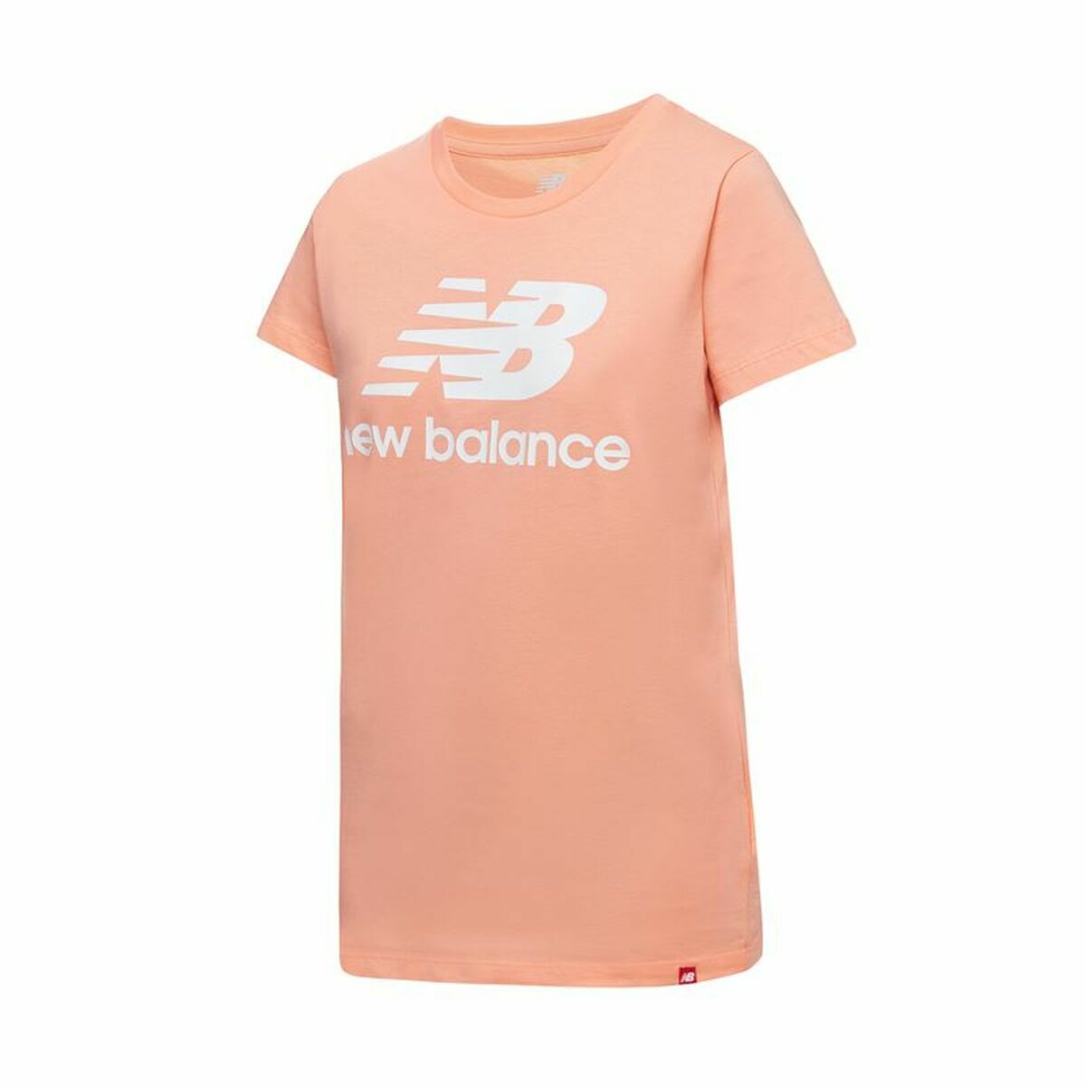 Women’s Short Sleeve T-Shirt New Balance Essentials Stacked Pink XS