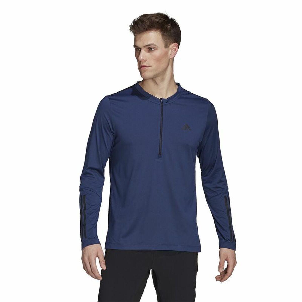 Men’s Long Sleeve T-Shirt Adidas Training 1/4-Zip Dark blue XL