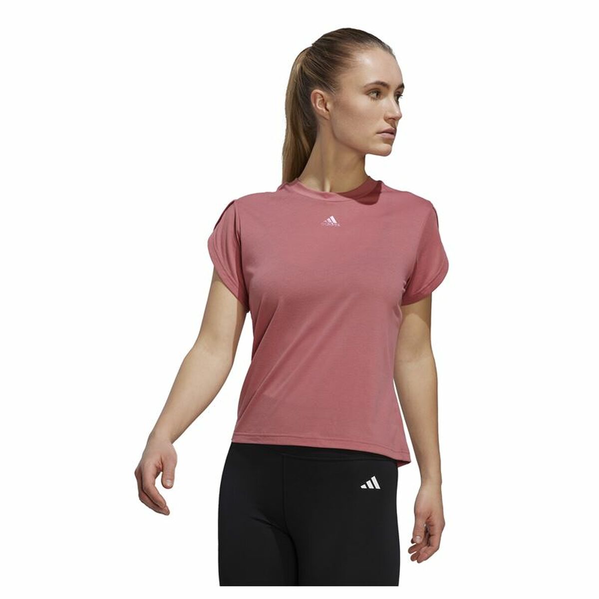 Women’s Short Sleeve T-Shirt Adidas trainning Floral  Dark pink M