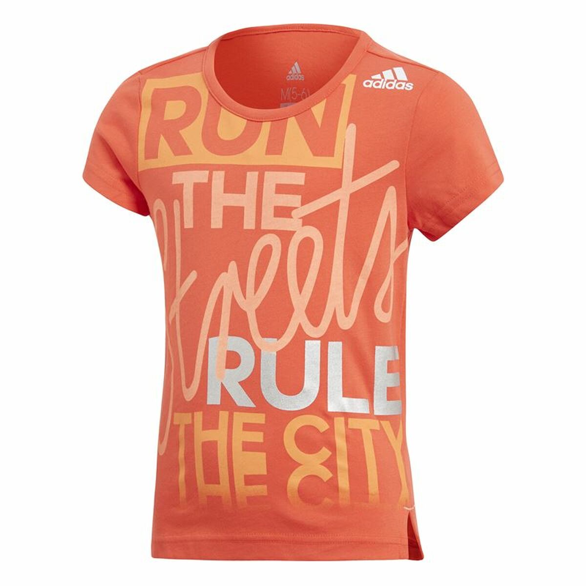 Child's Short Sleeve T-Shirt Adidas Graphic Tee Orange 5-6 Years