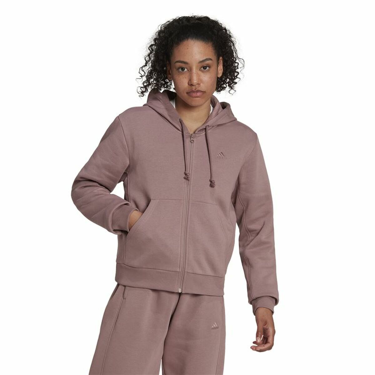 Women’s Zipped Hoodie Adidas ALL SZN Fleece Coffee XS