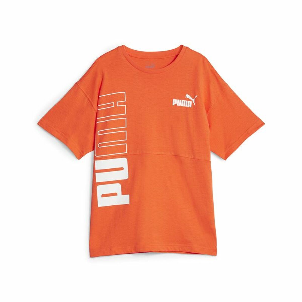 Child's Short Sleeve T-Shirt Puma Power Colorblock Dark Orange 9-10 Years