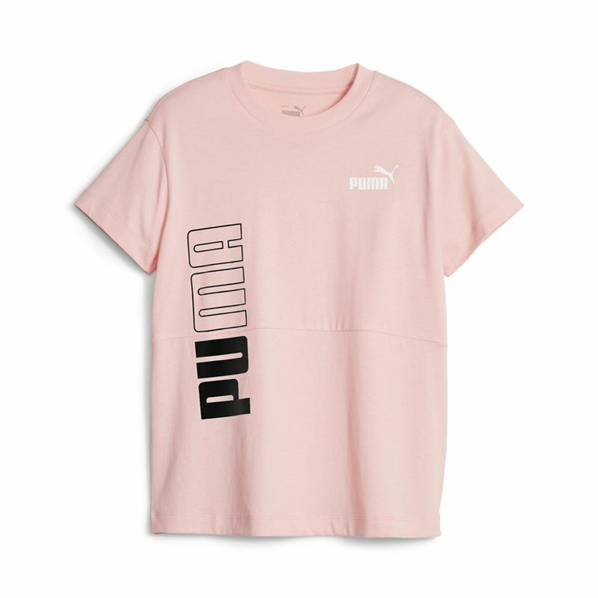 Child's Short Sleeve T-Shirt Puma Power Colorblock Salmon 9-10 Years