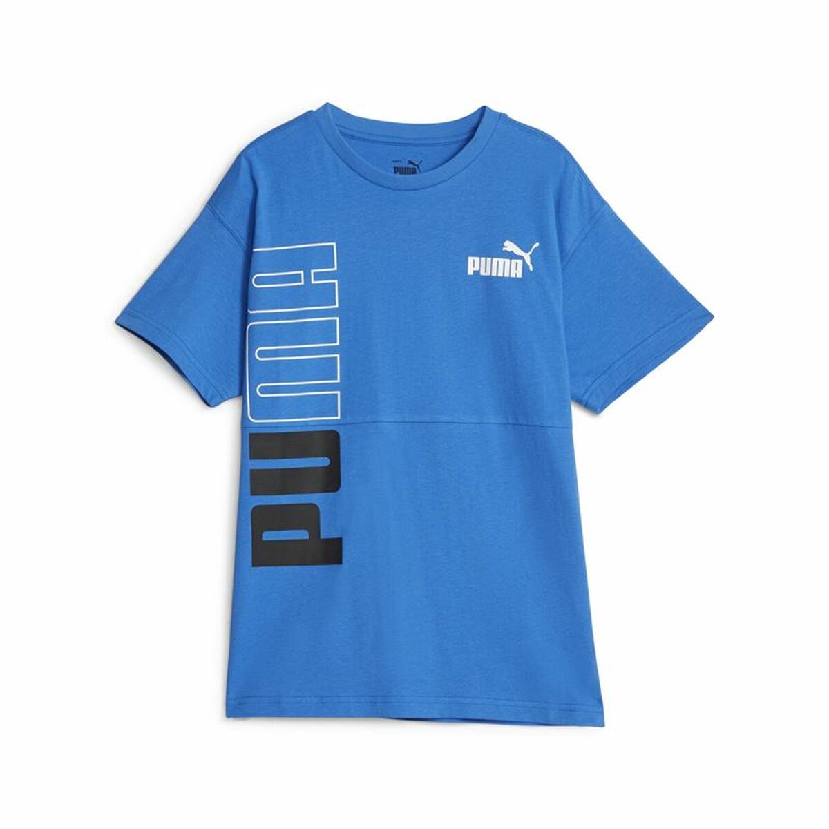 Child's Short Sleeve T-Shirt Puma Power Colorblock Blue 7-8 Years