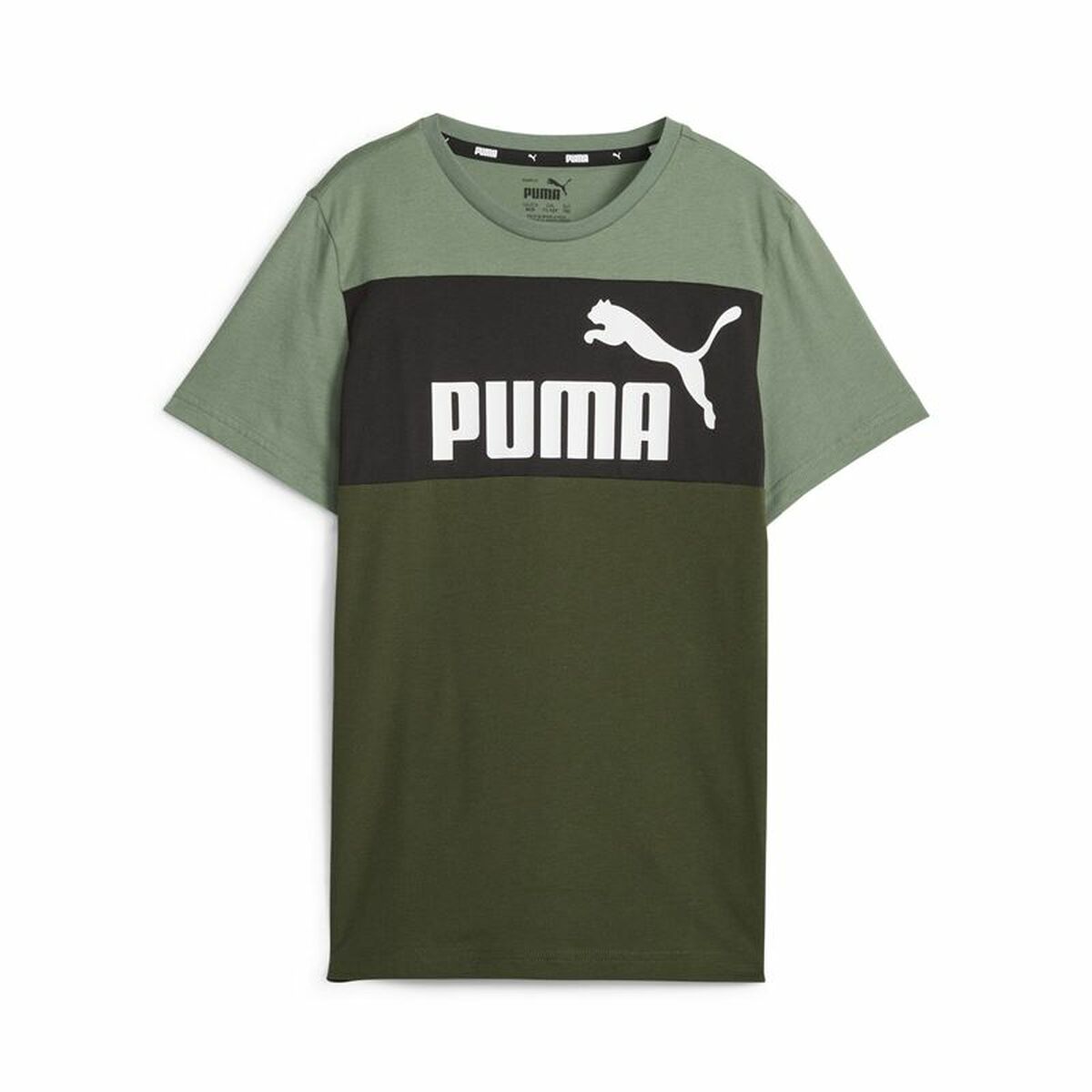 Child's Short Sleeve T-Shirt Puma Ess Block Green 5-6 Years