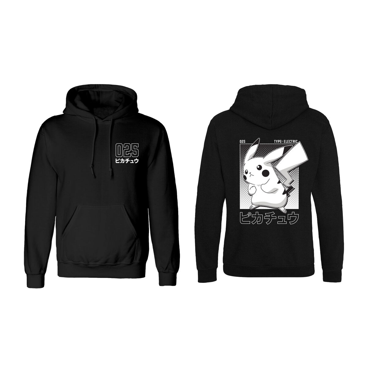 Unisex Hoodie Pokémon Halftone Pikachu Black L