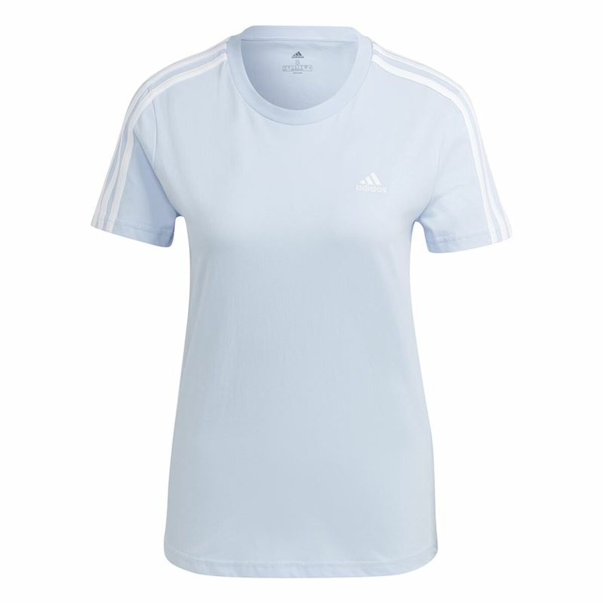 Women’s Short Sleeve T-Shirt Adidas 3 stripes Light Blue 2XS